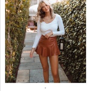 Burgundy faux leather skirt